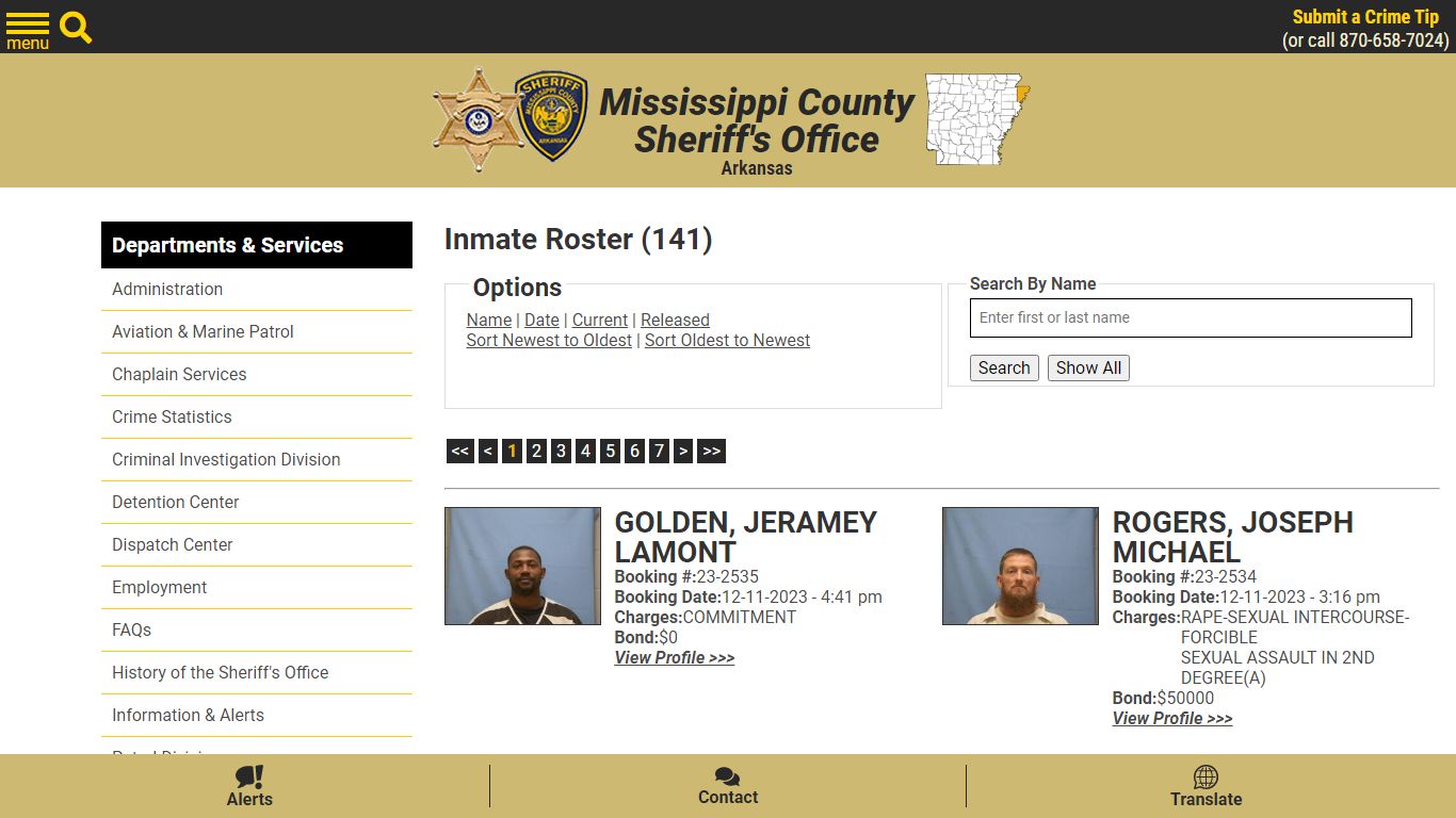 Inmate Roster (141) - Mississippi County AR Sheriff